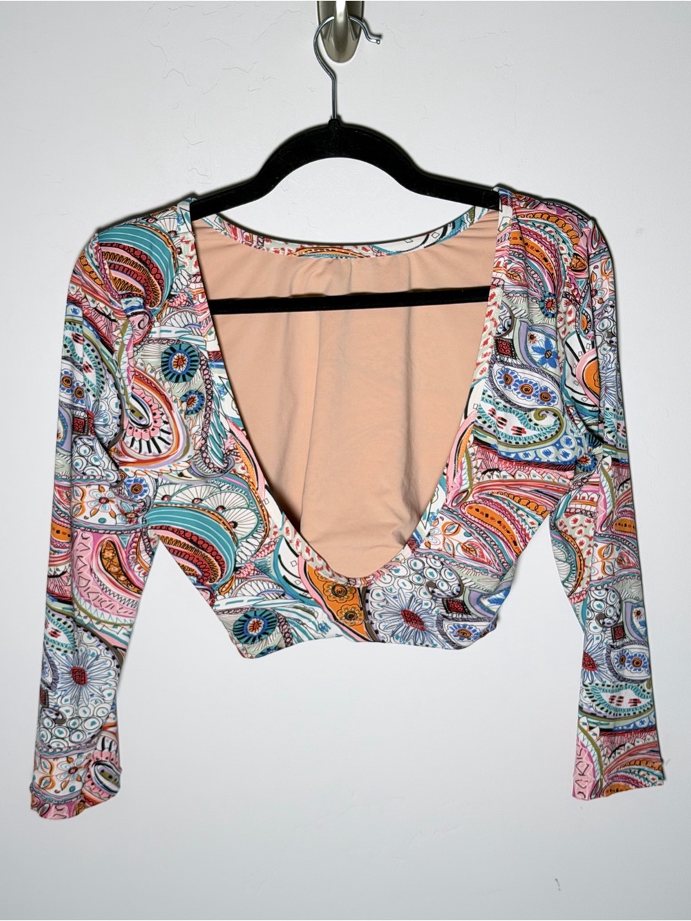 J. Crew Paisley Rash Guard - Pink, Teal, Orange, Blue Sz Medium - Picture 4 of 8